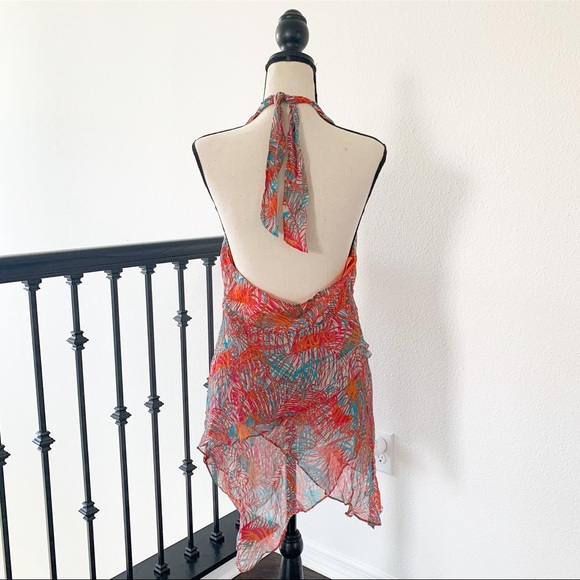 BCBGMaxazaria Tropical 90s Style Halter Top - Picture 5 of 6